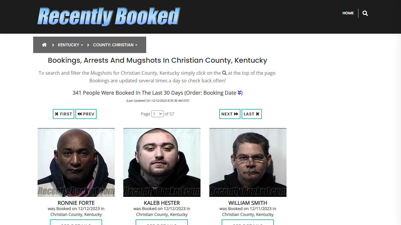 Bookings, Arrests and Mugshots in Christian County, Kentucky